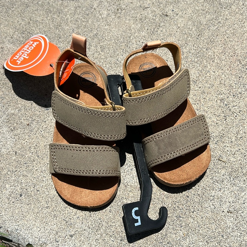 Wonder Nation Footbed Sandals Baby Size 5(18m) Adjustable Comfort Footbed